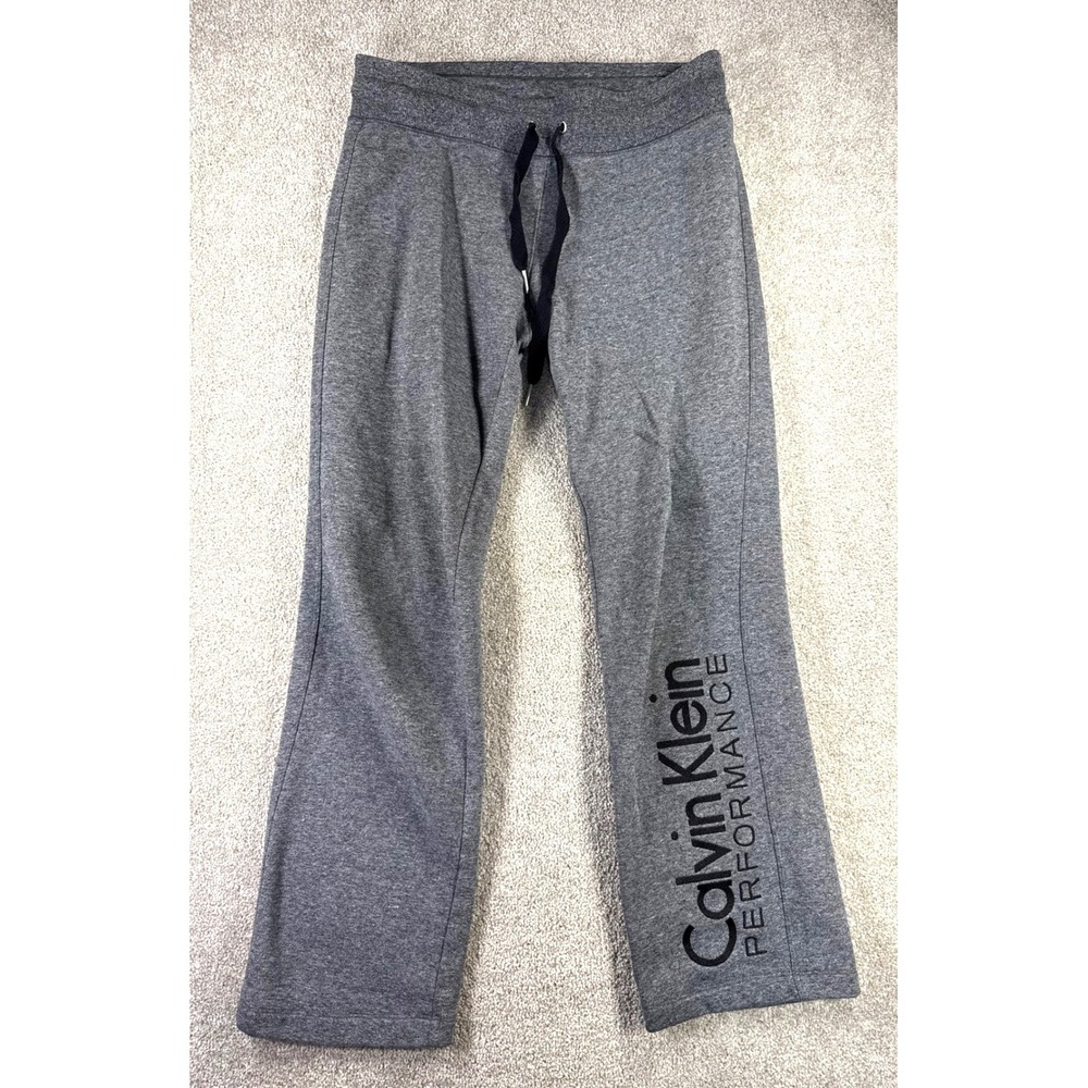 Calvin Klein Performance Gray Wide Leg Logo Sweatpants Small